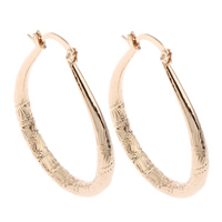 Brass Hoop Earring gold color plated flower cut nickel lead & cadmium free Sold By Pair