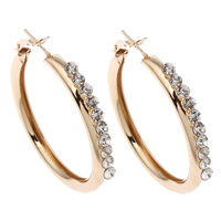 Brass Hoop Earring gold color plated with rhinestone nickel lead & cadmium free Sold By Pair