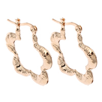 Brass Hoop Earring Flower gold color plated nickel lead & cadmium free Sold By Pair