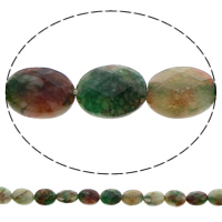 daite Jade Bead, Oval Maol, ilghnéitheach, glas, 8x10x4mm, Poll:Thart 1mm, Fad Thart 15.5 Inse, 10Snáitheanna/Mála, Thart 40ríomhairí pearsanta/Snáithe, Díolta De réir Mála