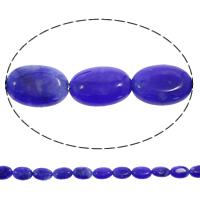 farvet Jade Bead, Flad Oval, blå, 13x18x5mm, Hole:Ca. 1mm, Længde Ca. 15.5 inch, 10Strands/Bag, Ca. 22pc'er/Strand, Solgt af Bag