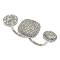 Kubische Zro2-Micro Pave Messingring, Messing, platiniert, offen & Micro pave Zirkonia, frei von Nickel, Blei & Kadmium, 22x6.5mm, 16.5x5mm, 14x5mm, Größe:7, verkauft von PC