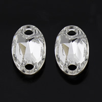 Swarovski Conector, Piedra oval de lujo, 1/1 aro, Cristal, 11x18x5mm, agujero:aproximado 3mm, Vendido por UD