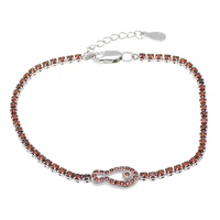 Zirconi micro Bracciale in argento Sterling Pave, 925 argento sterlina, with 1lnch extender chain, Pesce, Micro spianare cubic zirconia, rosso, 7x2mm, 2x2mm, Lunghezza Appross. 6 pollice, 3Strandstrefolo/lotto, Venduto da lotto