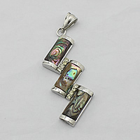 Naturlig Abalone Shell Pendler, Messing, med Abalone Shell, platin farve forgyldt, naturlige & med rhinestone, nikkel, bly & cadmium fri, 21x53x4mm, Hole:Ca. 3x8mm, 10pc'er/Lot, Solgt af Lot