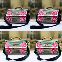 Καμβάς crossbody Bag, με Σίδερο, κεντημένα & μικτός, 255x60x145mm, 5PCs/τσάντα, Sold Με τσάντα