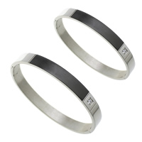 Rozsdamentes acél bangle, Stainless Steel, galvanizált, különböző méretű a választás & mikro egyengetni cirkónia & kétszínű, Által értékesített PC