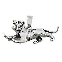 Rustfrit stål Animal Pendler, 316L Stainless Steel, Tiger, sværte, 54x24x5mm, Hole:Ca. 5x10mm, 5pc'er/Lot, Solgt af Lot