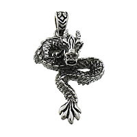 Stainless Steel Animal Pendants 316L Stainless Steel Dragon blacken Approx Sold By Lot