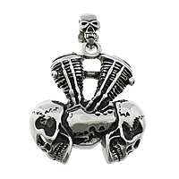 Acciaio inossidabile Skull Ciondoli, 316L acciaio inox, Teschio, Gioielli Halloween & Annerire, 43x50x13mm, Foro:Appross. 6.5x12mm, 5PC/lotto, Venduto da lotto