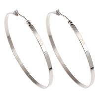 Mens Stainless Steel Hoop Korvakorut, Ruostumaton teräs, alkuperäinen väri, 65x60x3mm, Myymät Pair