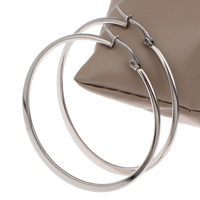 Mens Stainless Steel Hoop Korvakorut, Ruostumaton teräs, alkuperäinen väri, 49x53x2mm, Myymät Pair