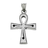 Nerūdijančio plieno Cross Pakabukai, 316L nerūdijančio plieno, Ankh kryžius, juodinti, 28x41x3.50mm, Skylė:Apytiksliai 5x8.5mm, 5kompiuteriai/Pirkimo, Pardavė Pirkimo