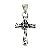 Pendants Cruach Cross dhosmálta, 316L Cruach dhosmálta, blacken, 22x38x4mm, Poll:Thart 4x9mm, 5ríomhairí pearsanta/Lot, Díolta De réir Lot