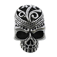 Acciaio inossidabile Skull Ciondoli, 316L acciaio inox, Teschio, Gioielli Halloween & Annerire, 25x38x33mm, Foro:Appross. 5.5mm, 5PC/lotto, Venduto da lotto