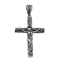 Pendants Cruach Cross dhosmálta, 316L Cruach dhosmálta, Cros chéasta Cross, blacken, 30x48x7.50mm, Poll:Thart 8x11mm, 5ríomhairí pearsanta/Lot, Díolta De réir Lot