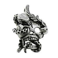 Roestvrij staal Skull Hangers, 316L roestvrij staal, Schedel, Halloween Jewelry Gift & zwart maken, 34x50x19mm, Gat:Ca 3.5x6mm, 5pC's/Lot, Verkocht door Lot