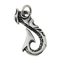 Rustfrit stål smykker Vedhæng, 316L Stainless Steel, Pirate Fishhook, nautiske mønster & sværte, 23x48x5.50mm, Hole:Ca. 8mm, 5pc'er/Lot, Solgt af Lot