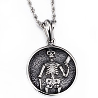 Stainless Steel Skull Pendants Halloween Jewelry Gift & for man & blacken 35mm Approx Sold By PC