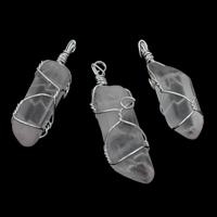 Naturlig Quartz Druzy Pendler, Clear Quartz, Nuggets, 37x60x25mm, Hole:Ca. 5mm, 20pc'er/Lot, Solgt af Lot