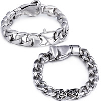 
Herren Armband, Edelstahl, Twist oval & verschiedene Stile für Wahl & für den Menschen & Schwärzen, 15mm, verkauft per ca. 8.6 ZollInch Strang