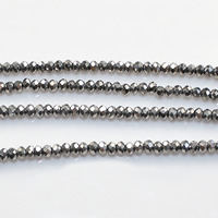 Contas de Cristal Rondelle, cromado de cor platina, facetada, 2mm, Buraco:Aprox 0.5mm, comprimento Aprox 15 inchaltura, 50vertentespraia/Lot, Aprox 200PCs/Strand, vendido por Lot