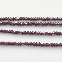 Rondelle kristal kralen, half-plated, gefacetteerde, Violet, 2mm, Gat:Ca 0.5mm, Lengte Ca 15 inch, 30strengen/Lot, Ca 200pC's/Strand, Verkocht door Lot