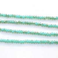 Rondelle Crystal Pärlor, Kristall, halv-klädd, fasetterad, Mint Alabaster, 2mm, Hål:Ca 0.5mm, Längd Ca 15 inch, 30Strands/Lot, Ca 200PC/Strand, Säljs av Lot