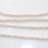 Perles de cristal rondelle, semi-plaqué, facettes, Lt rose, 2mm, Trou:Environ 0.5mm, Longueur Environ 15 pouce, 30Strandstoron/lot, Environ 200PC/brin, Vendu par lot