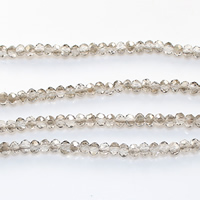 Rondelle Crystal perle, Kristal, faceted, Greige, 2mm, Rupa:Približno 0.5mm, Dužina Približno 15 inčni, 50pramenovi/Lot, Približno 200računala/Strand, Prodano By Lot