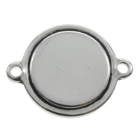 Rustfrit stål Connector, Stainless Steel, Flad Rund, 1/1 løkke, oprindelige farve, 16x21x1.50mm, Hole:Ca. 1mm, 100pc'er/Bag, Solgt af Bag