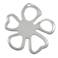 Pendentif fleur en acier inoxydable, couleur originale, 25x27x1mm, Trou:Environ 1mm, 200PC/sac, Vendu par sac