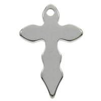 Roestvrij staal Cross Hangers, Oversteken, oorspronkelijke kleur, 17x26x1mm, Gat:Ca 2mm, 100pC's/Bag, Verkocht door Bag