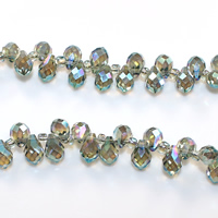 Teardrop kristal kralen, met Glas rocailles, Traan, kleurrijke vergulde, gefacetteerde, 5x8mm, Gat:Ca 0.5mm, Lengte Ca 15 inch, 10strengen/Lot, Ca 100pC's/Strand, Verkocht door Lot