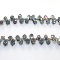 Teardrop Crystal Beads with Glass Seed Beads colorful plated faceted Approx 0.5mm Length Approx 15 Inch Approx Sold By Lot