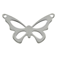 Rustfrit stål Connector, Stainless Steel, Butterfly, 1/1 løkke, oprindelige farve, 40x24x1.50mm, Hole:Ca. 1mm, 100pc'er/Bag, Solgt af Bag