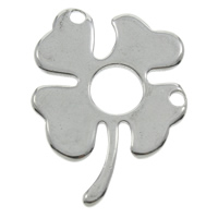 Rustfrit stål Connector, Stainless Steel, Four Leaf Clover, 1/1 løkke, oprindelige farve, 24x32x2mm, 100pc'er/Bag, Solgt af Bag