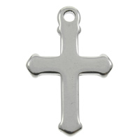 Nerūdijančio plieno Cross Pakabukai, Nerūdijantis plienas, Kirsti, Originali spalva, 13x19x1mm, Skylė:Apytiksliai 1mm, 200kompiuteriai/Krepšys, Pardavė Krepšys