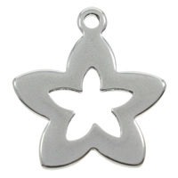 Pendentif fleur en acier inoxydable, couleur originale, 15x17x1mm, Trou:Environ 1mm, 200PC/sac, Vendu par sac