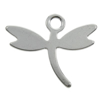 Rustfrit stål Animal Pendler, Stainless Steel, Dragonfly, oprindelige farve, 20x17x1mm, Hole:Ca. 1.5mm, 200pc'er/Bag, Solgt af Bag