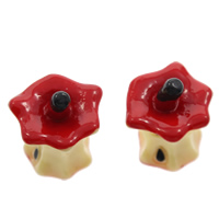 Alimentation Résine Cabochon, pomme, dos plat, rouge, 16x17mm, 100PC/sac, Vendu par sac