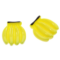 Alimentation Résine Cabochon, banane, dos plat, Jaune, 21.50x23x7mm, 100PC/sac, Vendu par sac