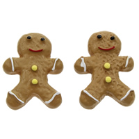 Eten Resin Cabochon, Hars, Gingerbread Man, platte achterkant, koffie kleur, 16x21x3.50mm, 100pC's/Bag, Verkocht door Bag