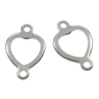 Rustfrit stål Connector, Stainless Steel, Heart, 1/1 løkke, oprindelige farve, 11x17mm, Hole:Ca. 1mm, 200pc'er/Bag, Solgt af Bag