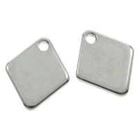 Rustfrit stål smykker Vedhæng, Stainless Steel, Rhombus, oprindelige farve, 12x15x1mm, Hole:Ca. 1mm, 200pc'er/Bag, Solgt af Bag