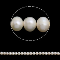 Brambor pěstované sladkovodní perle, Sladkovodní Pearl, přírodní, bílý, 7-8mm, Otvor:Cca 0.8mm, Prodáno za Cca 15.5 inch Strand