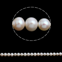 Grânulos pérolas cultivads de água doce, Pérolas de água doce, Batata, naturais, branco, Grade AA, 7-8mm, Buraco:Aprox 0.8mm, vendido para Aprox 15.5 inchaltura Strand