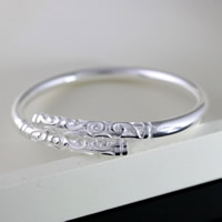 Sárgaréz Cuff Bangle, igazi ezüstözött, 65mm, Belső átmérő:Kb 60mm, Hossz Kb 7.5 inch, Által értékesített PC