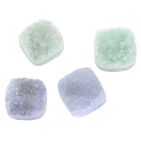 Druzy Cabochon, Ice Quartz Agate, Square, naturlig, Druzy stil & flad bagside, flere farver til valg, 10x5mm, 10pc'er/Bag, Solgt af Bag