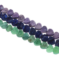 Druzy grânulos, Ágata quartzo de gelo, Coração, naturais, estilo druzy, Mais cores pare escolha, 12x6mm, Buraco:Aprox 1mm, 16PCs/Strand, vendido para Aprox 6.5 inchaltura Strand